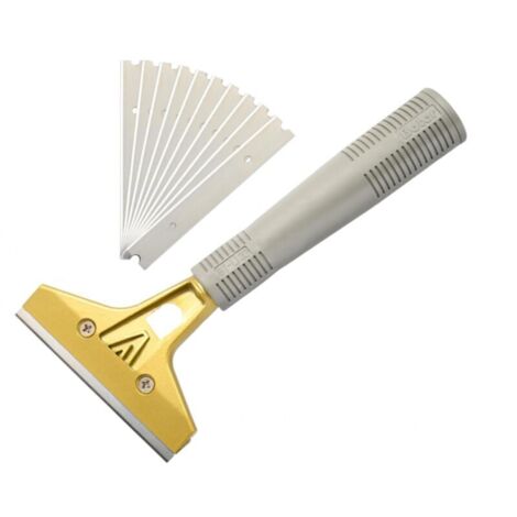 Grattoir industriel avec 10 lames pour le nettoyage du papier peint, des vitres, de la colle et du carrelage.