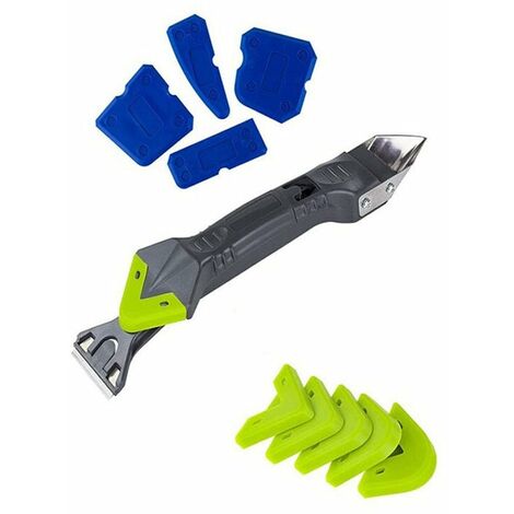 Grattoir lisseur joint silicone, 5 en 1 Kit de calfeutrage en silicone, dissolvant de silicone de 10 pièces 5 en 1 avec grattoir à joint en acier inoxydable de haute qualité, lisseurs de sol pour sa