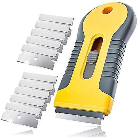 grattoir Multifonction Avec Bonne Poigne/20 Recharges De Grattoir En Plastique, Pour Nettoyer Les Plaques De Cuisson, Vitrocramique, Vitre, Pour E