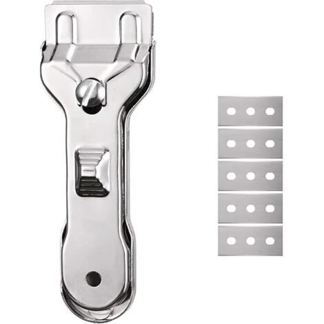 Grattoir pour four avec 5 Lames - Grattoir pour plaque de cuisson - Grattoir pour verre - Outil pour grattoir en céramique - Lame de grattoir pour four - Grattoir pour poêle en céramique