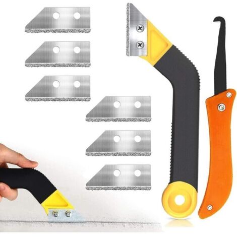 Grattoir pour joints de carrelage – Lot de 2 outils professionnels en acier inoxydable avec lames remplaçables, idéal pour le décapage précis du coulis