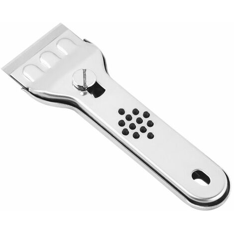 Grattoir pour Plaque Vitrocéramique - Grattoir à vitres Verre en acier inoxydable Outils de nettoyage pour enlever les Décalcomanies Autocollant Peinture avec 5 Lames pour Four de Cuisine Argent,Fonep