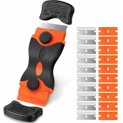 Grattoir Pour Table De Cuisson En Verre, Y Compris 20 Lames De Grattoir De Rechange, Grattoir De Nettoyage Multi-usages Pour Gratter Les étiquettes, Décalcomanies, Autocollants, Calfeutrage
