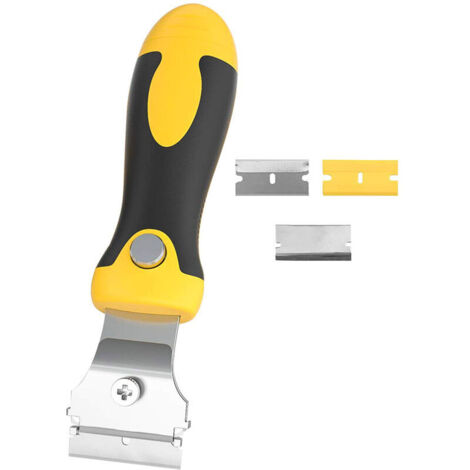 Grattoir réglable enlever colle carellage avec 4 lames de rechange Métallique + microfibre,Vitres/Miroir/Sol Nettoyage/grattoir vitre rétractable outillage à main