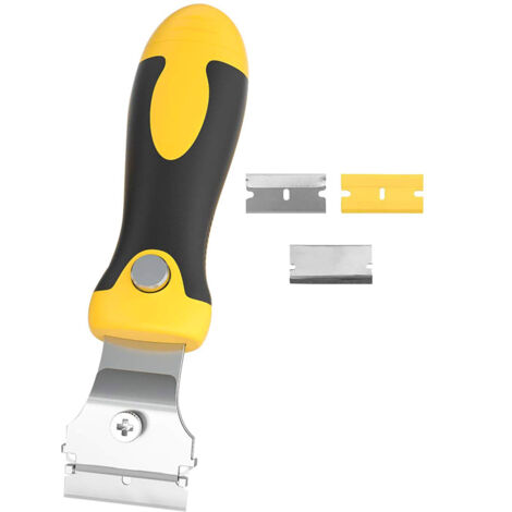 Grattoir réglable pour enlever la colle à carrelage avec 2 lames de rechange Métall