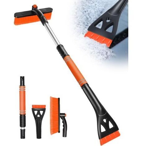 Grattoir Voiture Givre avec Grattoir à Glace et Pelle, Degivreure Vitre pour Pare Brise de Hiver 64-80cm, Tête Rotative 360°, Léger et Anti-Rayures pour Pare-Brise, Toit, SUV, Camion
