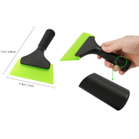 Grattoir Voiture Squeegee 5 Pouces avec Lame e Caoutchouc chanelée Poignée en Plastique Noir Rondelle en Caoutchouc Durable, Vinyle Voiture, Emballage véhicule, Outil Teinte de Verre fenêtre