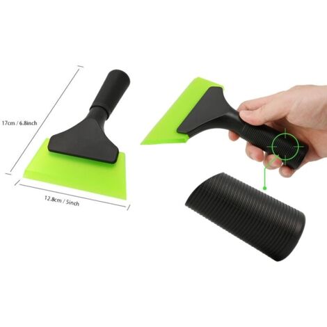 Grattoir Voiture Squeegee 5 Pouces avec Lame e Caoutchouc chanelée Poignée en Plastique Noir Rondelle en Caoutchouc Durable, Vinyle Voiture, Emballage véhicule, Outil Teinte de Verre fenêtre-LIAIKI