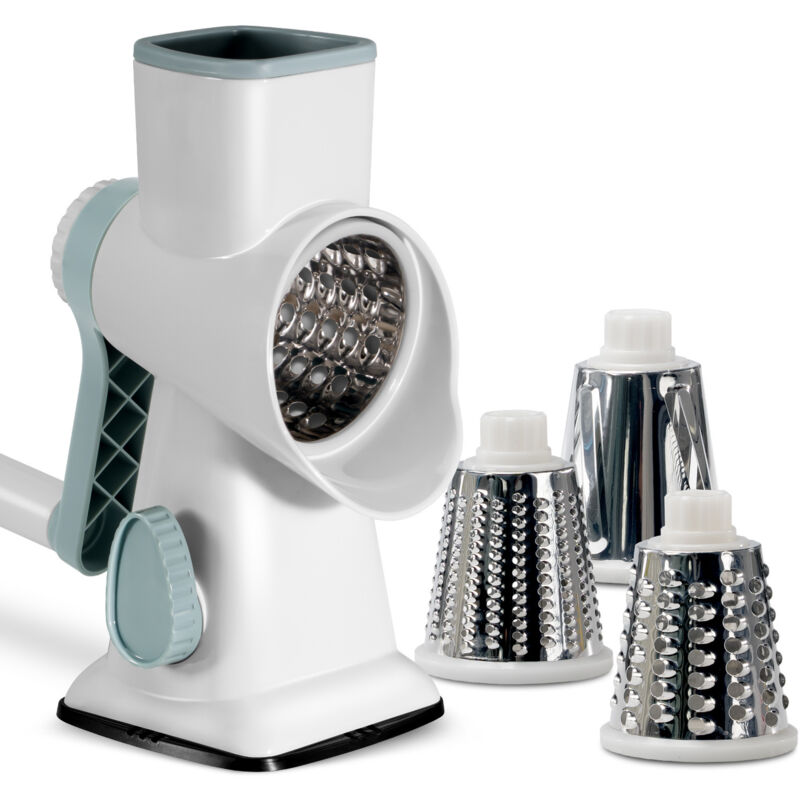 Image of Grattugia per formaggio con manovella, tagliaverdure, 3 lame intercambiabili in acciaio inox, grattugia manuale, grattugia per verdure, ideale per