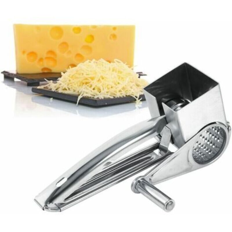 Grattugia rotante per formaggio in acciaio inox, grattugia per formaggio professionale portatile, piccola grattugia per formaggio per uso domestico 