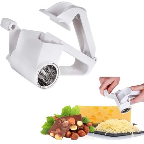 Grattugia rotante per formaggio, mini macina formaggio manuale in acciaio inox, utensile da cucina portatile per grattugiare formaggi duri, burro, ecc.