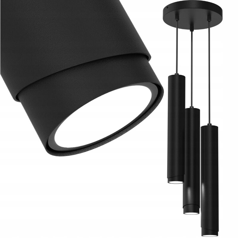 Gratuit. Lampe suspendue à une roue, tube Gu10, noir mat, Ewilight BEVEL