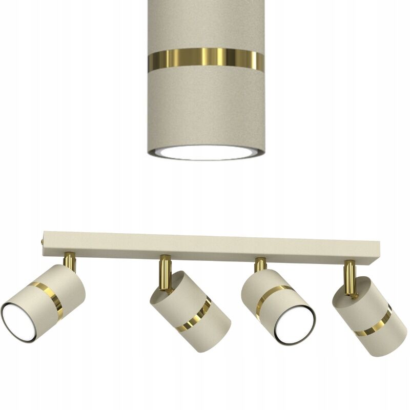 Gratuit. Plafonnier strip Ewilight, spots orientables, 4x GU10, beige et doré
