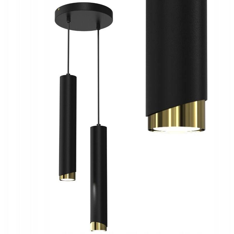 Image of Gratuito. Lampada a sospensione tubo Gu10, sbalzo nero ORO Ewilight BEVEL