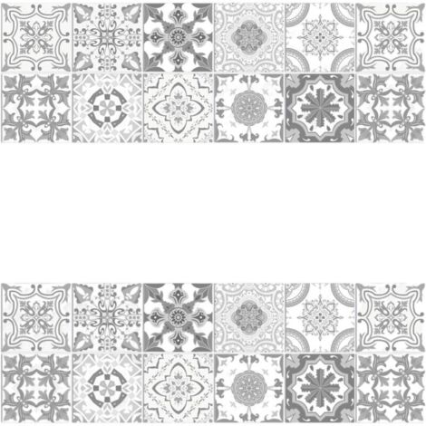 (Grau, 20 cm x 20 cm x 24 Stück) Selbstklebende Wandaufkleber mit Mandala-Muster, wasserfestes PVC, Küchenwanddekoration