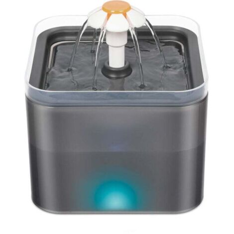 (Grau) 2L Katzenwasserspender, Katzentränke mit Aktivkohlefilter, Superleiser Haustierbrunnen mit LED-Leuchten