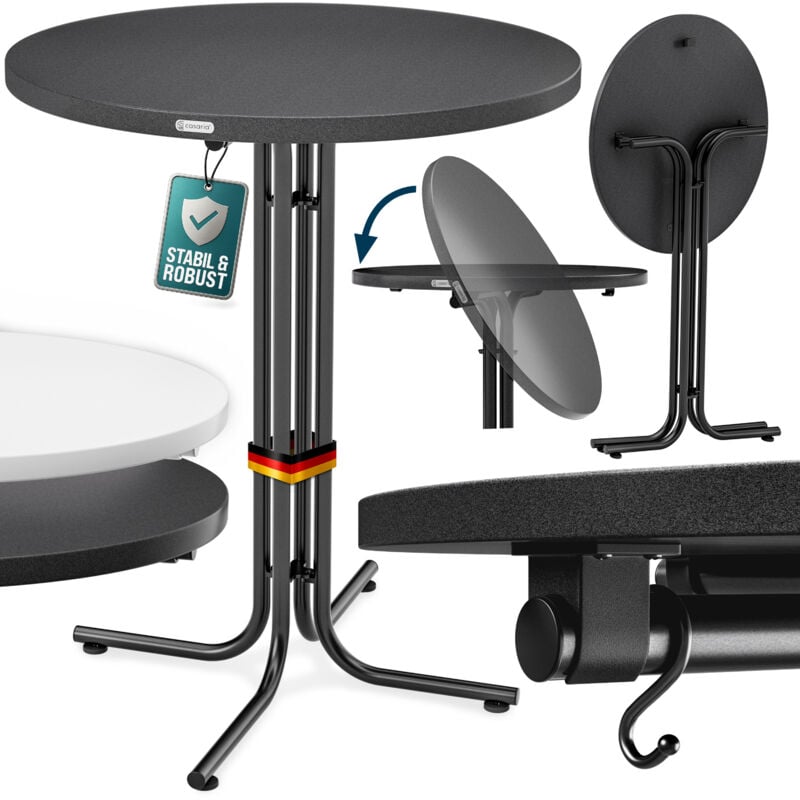 Casaria - Table de bar ronde Ø70 ou 80 cm pliable haute de 110 cm plateau de table en mdf mange debout table d'appoint Gris 80cm