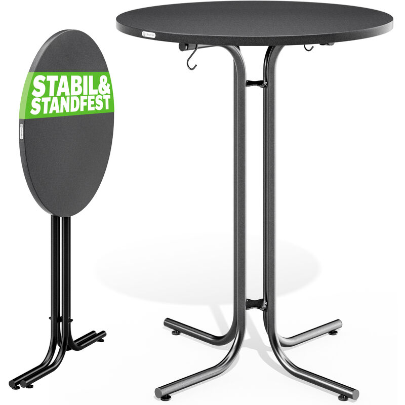 casaria - table de bar ronde ø70 ou 80 cm pliable haute de 110 cm plateau de table en mdf mange debout table d'appoint gris 70cm