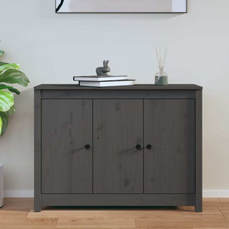 Grau Buffet 100x35x74 cm Massivholz Kiefer