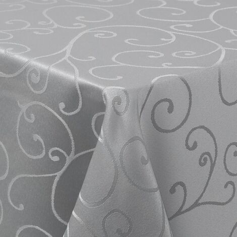 GRAU TISCHDECKE 140 x 100 2er Set Jacquard Muster elegant rechteckig