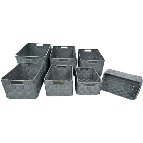 Graue Polyesterschublade 1-7 mit Metallgriffen cm38x28h21