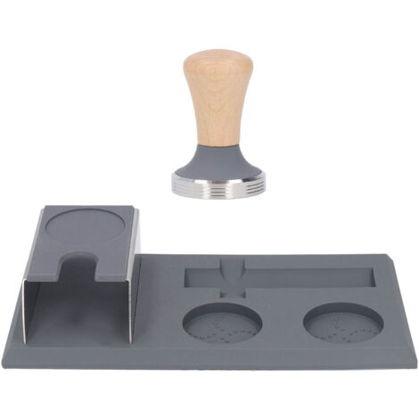 Graue Silikon-Kaffeetampfmatte – Tamperstationsständer mit Platz für einen 58-mm-Tamper – Barista-Zubehör