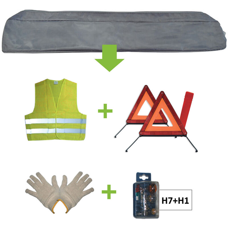 Jbm - Graue Tasche Notfallset + Mk H7+h1 + Weste + Triang. + Handschuhe 52775