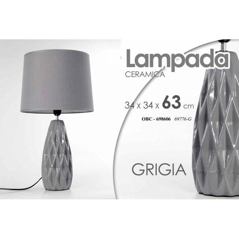 Graue Tischlampe mit Keramiklicht cm 34 x 34 x 62,5 h