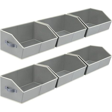 Graue trapezförmige Aufbewahrungsbox 422820cm 6 faltbare Aufbewahrungskörbe zur Aufbewahrung von Kleidung, Büchern und Decken