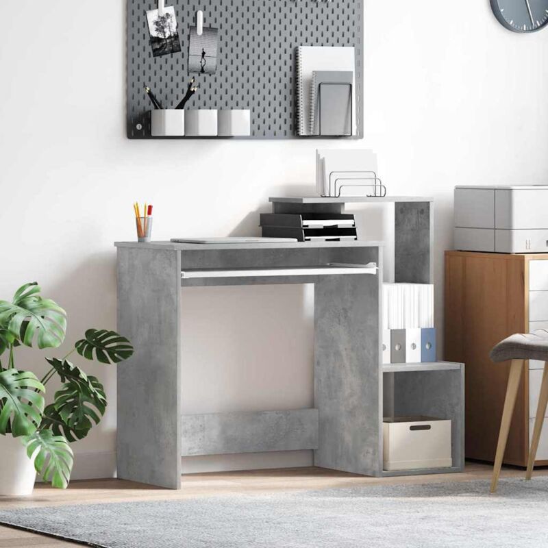 Vidaxl - Tisch Mit Regal Betongrau 106 X 40 X 88, 5 Cm Holzwerkstoff