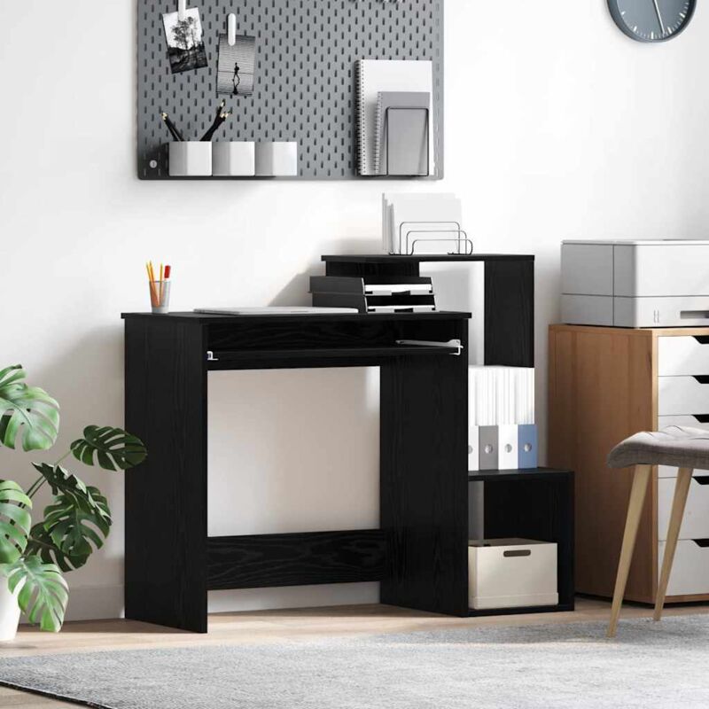 Vidaxl - Tisch Mit Regal Schwarze Eiche 106 X 40 X 88, 5 Cm Holzwerkstoff