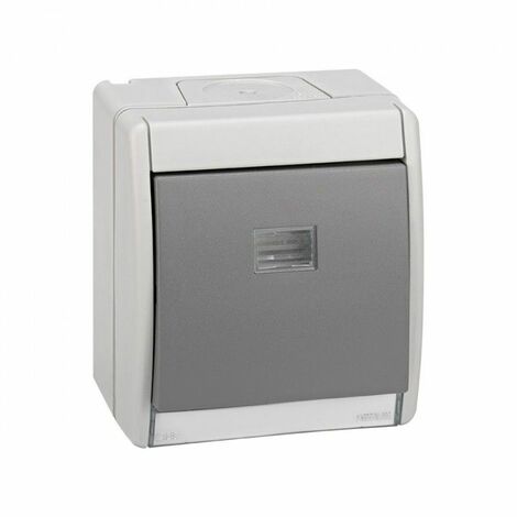 Grauer Druckknopf 10ax 250v IP55 Simon 44 Aqua 4490150-035