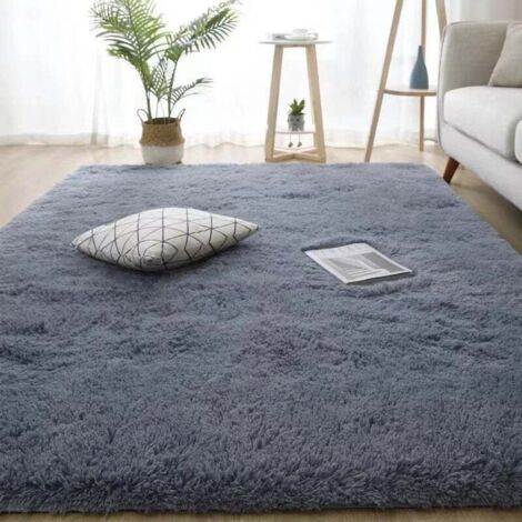 Grauer Teppich für Schlaf-/Wohnzimmer, Wildleder-Schlafzimmerteppich, Maße 160 x 200 cm, weicher Bettvorleger.