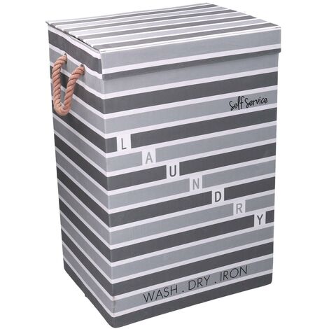 Grauer Wäschekorb mit Deckel cm40x30h60