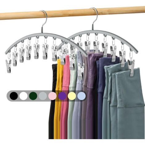 Grauer Wäscheständer 37 x 17 cm, 2 rutschfeste Edelstahlbänder, 10 Clips zum Aufhängen von Socken