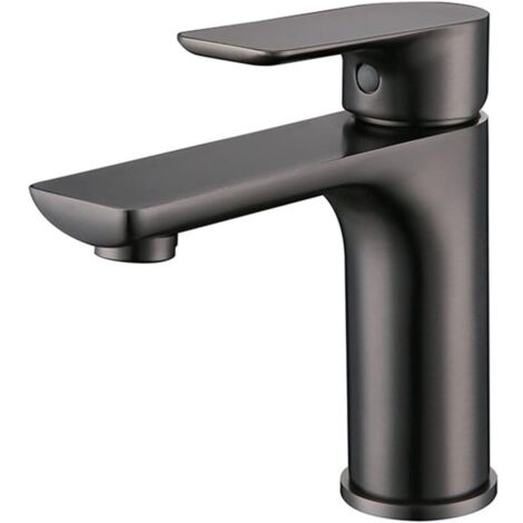 Grauer Wasserhahn aus Edelstahl, Toilettenbecken, Warm- und Kaltwasser, mit 60 cm langem Zulaufrohr