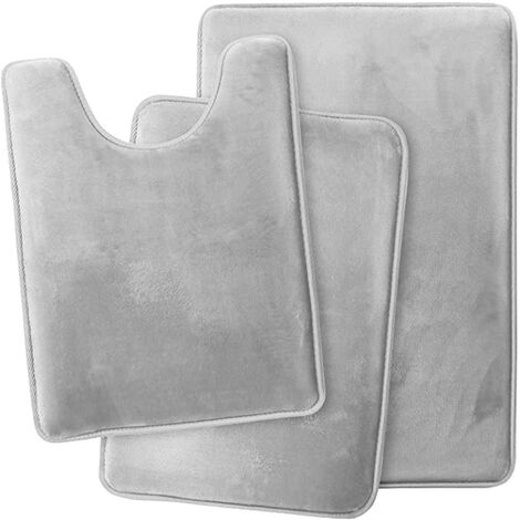 Graues 3er-Badematten-Set, modular, rutschfest, superdünn, weich, wasserabsorbierend und schnell trocknend, für Badezimmer, Badewanne, Küche, Typ 50 x 80 + 40 x 60 + 40 x 50 U