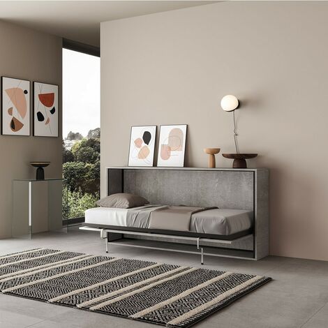 Graues Einzelbett 85x185cm horizontaler Lattenrost Kando CM
