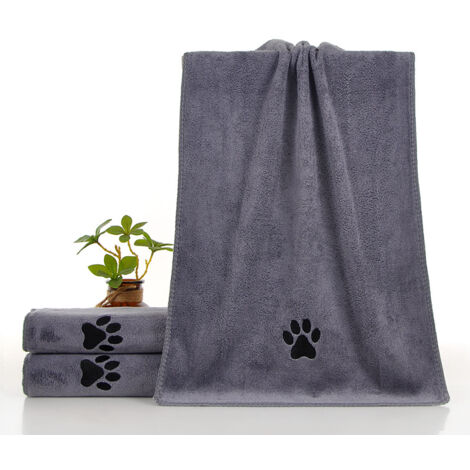 Graues Haustierhandtuch, 50 x 100 cm, 3 Stück. Besonders saugfähig und weich für Katzen und Hunde.