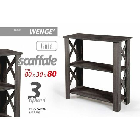 Graues Holzregal Slim Storage cm 80 x 30 x 80 h