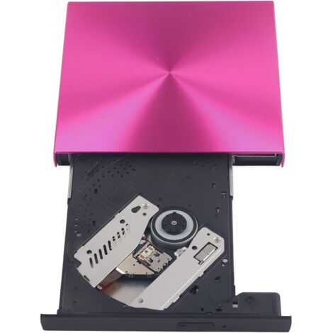 Graveur CD/DVD portable rose rouge en aluminium, USB 3.0, lecteur externe pour PC portable