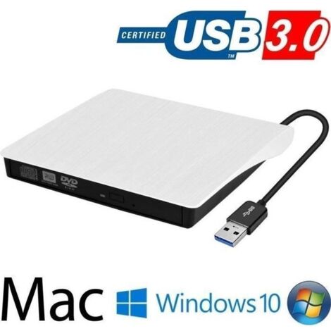 Graveur DVD Externe - ARTELYS - Ultra Slim - USB 3.0 - Blanc