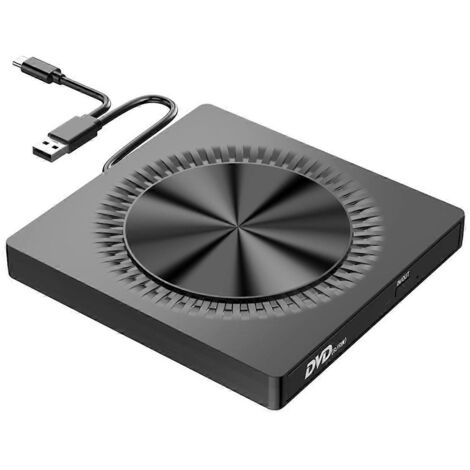 Graveur DVD externe double interface USB Type-C, noir