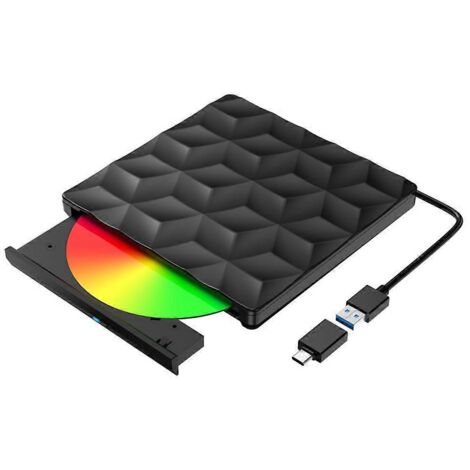 Graveur DVD externe RW USB 3.0 Type-C portable pour lecteur/graveur DVD - Amovible