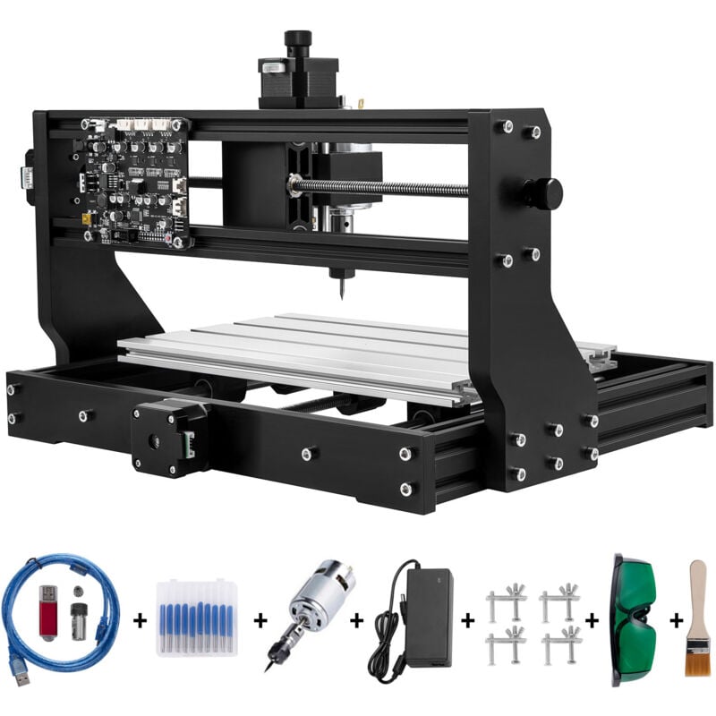 Graveur laser Mophorn CNC 3018 Pro 2500MW, mini machine CNC 300 × 180 × 40 mm, contrôle GRBL, contrôleur hors ligne 3 axes - pour plastique, bois,