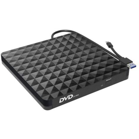 Graveur Lecteur de DVD externe portable USB 3.0 Lecteur de CD/DVD-RW Disqueur/graveur CD Player RW/Rewrite（Noir）