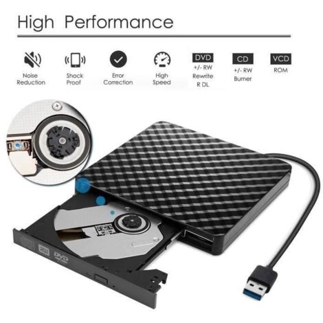 Graveur Lecteur Externe USB 3.0 DVD-R &amp, CD-RW Compatible avec Windows 2000-XP-Vista-Windows7-8-10 Mac OSX My20786