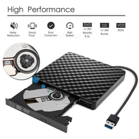 Graveur Lecteur Externe USB 3.0 DVD-R &amp CD-RW Compatible avec Windows 2000-XP-Vista-Windows7-8-10 Mac OSX My20786