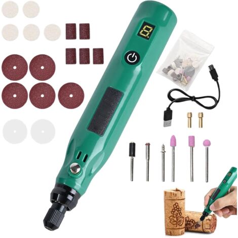 Graveur sans fil – Outil rotatif fil, outil à chargement USB, mini perceuse portable avec plusieurs modes de vitesse, outils d'artisanat d'art polyvalents  Ponçage Polissage Coupe Meulag -