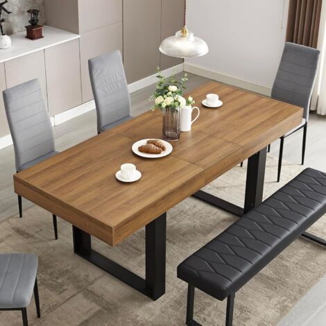 GRAVFORCE Table à Manger Extensible Rectangle Phoenix 6-8 Personnes Design Moderne Table 80D x (120-160)L x 75H cm